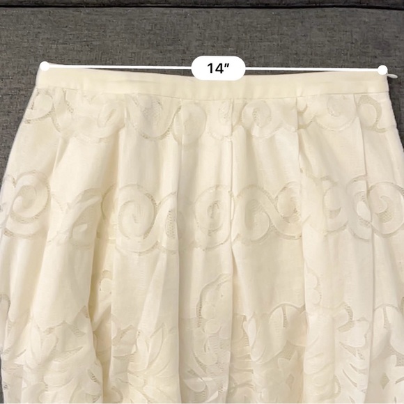 A. Peach Floral Lace Midi Skirt A-Line Size M White Milkmaid Bridal Modest Angel - Picture 13 of 16